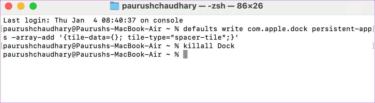 refersh-dock-to-apply-spacer-mac-1 كيفية إضافة مسافة بين الأيقونات في Dock على Mac