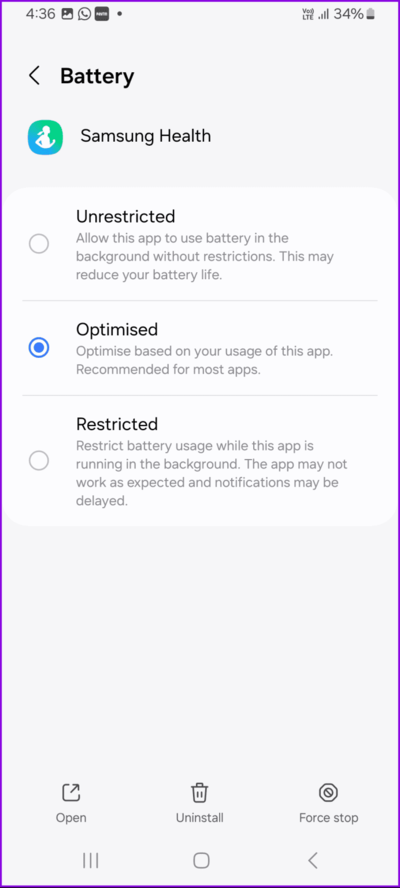 remove-battery-restriction-samsung-health-app-692x1536-1 أفضل 8 إصلاحات لعدم تتبع الخطوات على تطبيق Samsung Health في هواتف Samsung Galaxy