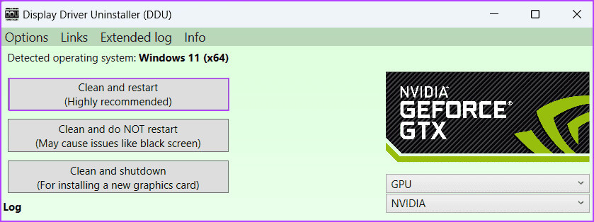 remove-driver-ddu-tool أفضل 7 طرق لإصلاح خطأ "رفض الوصول" في لوحة تحكم NVIDIA في Windows 11