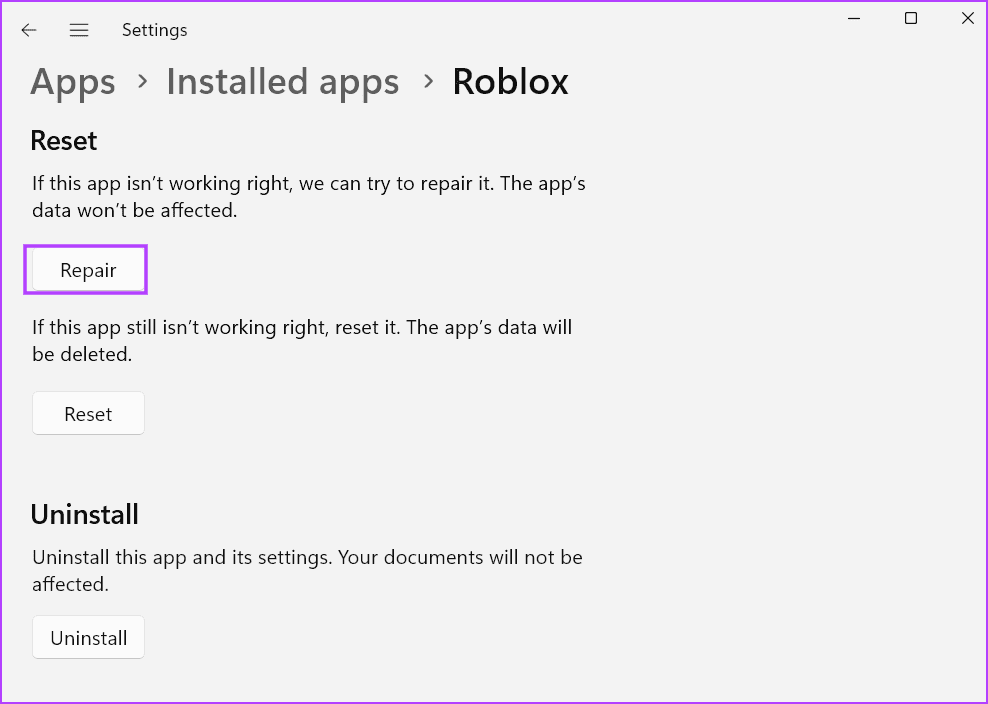 repair-roblox أفضل 8 طرق لإصلاح "رمز خطأ Roblox 610" في Windows 11