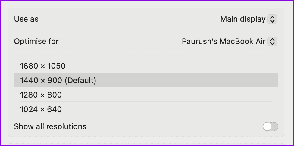 resolutions-mac-display-settings كيفية توصيل جهاز MacBook بالتلفزيون – سلكيًا ولاسلكيًا