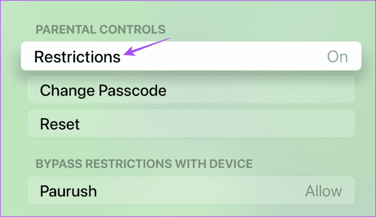 restrictions-settings-apple-tv أفضل 7 إصلاحات لعدم عمل Crunchyroll على Apple TV