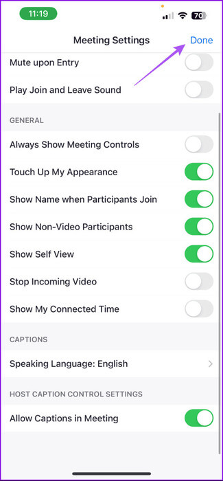 save-meeting-settings-zoom-mobile-475x1024-1 كيفية تمكين التسميات التوضيحية التلقائية في Zoom