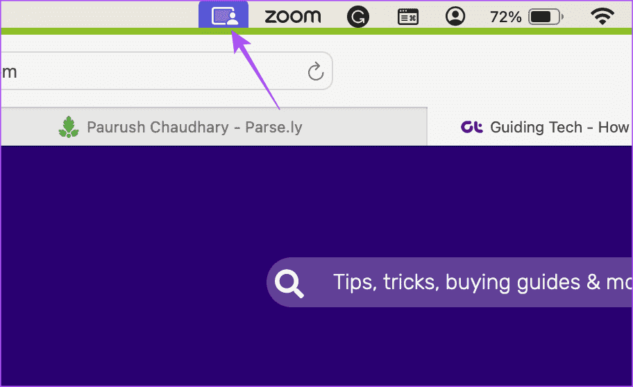 screen-share-menu-bar- كيفية استخدام Presenter Overlay على Mac