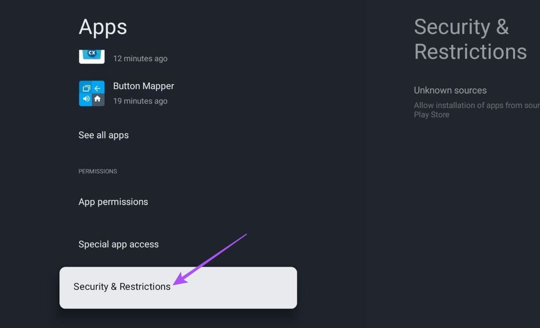 security-and-restrictions-apps-google-tv أفضل 7 إصلاحات لعدم تنزيل التطبيقات على Chromecast (Google TV)