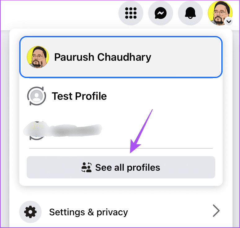 see-all-profiles-facebook-desktop كيفية إنشاء ملفات تعريف متعددة على Facebook