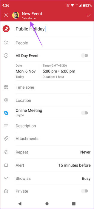 select-calendar-for-adding-holiday-outlook-app-mobile-461x1024-1 كيفية إضافة وإزالة العطل في تقويم Outlook على الهاتف المحمول وسطح المكتب