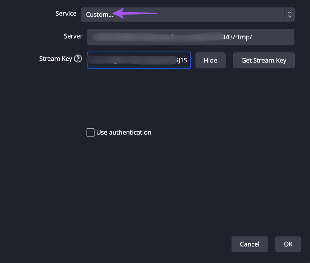 set-custom-service-obs-1024x867-1 كيفية البث المباشر على Instagram على الهاتف المحمول وسطح المكتب