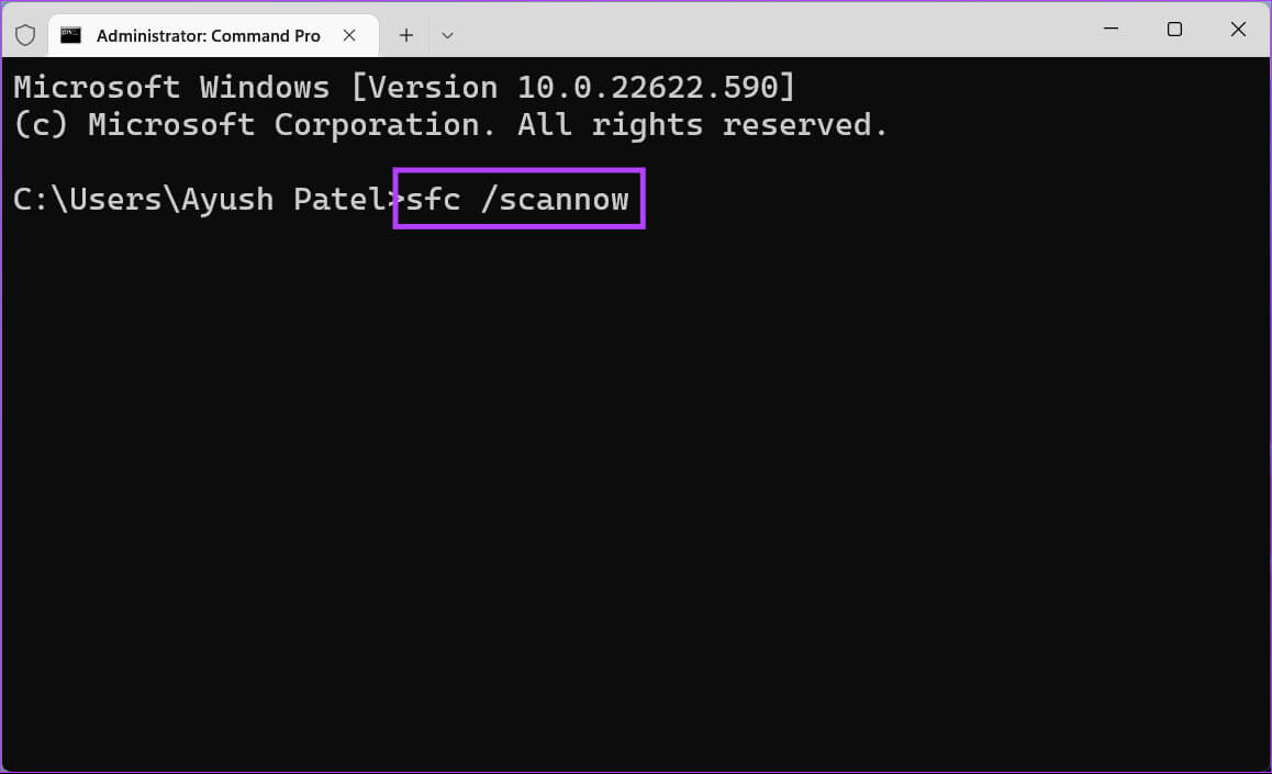 sfc-command 6 طرق لإصلاح الاستخدام العالي لوحدة المعالجة المركزية في Windows Modules Installer Worker