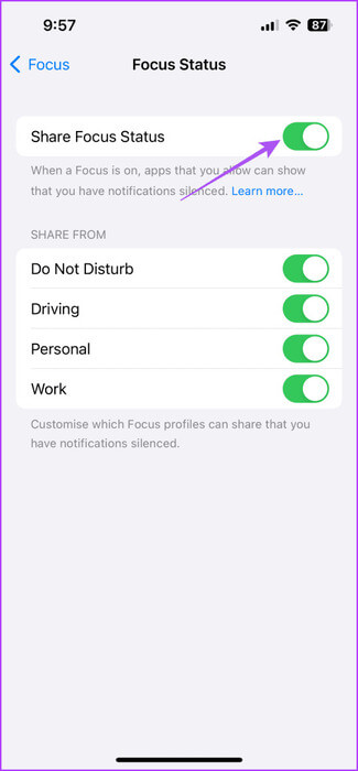 share-focus-status-iphone-475x1024-1 أفضل 7 إصلاحات لعدم عمل وضع التركيز على أجهزة iPhone وiPad وMac