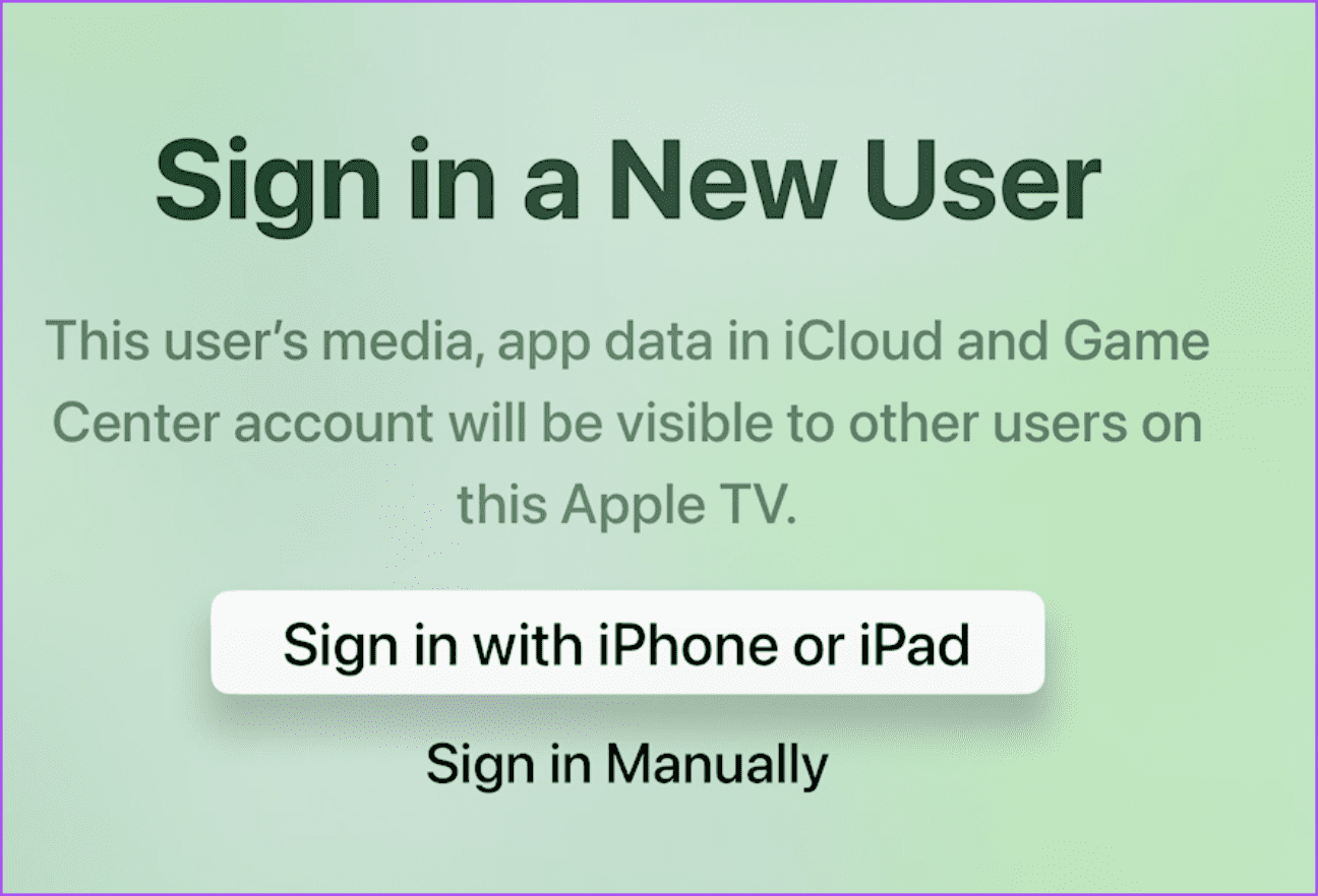 sign-in-to-a-new-user-apple-tv- أفضل 7 إصلاحات لعدم عمل Crunchyroll على Apple TV