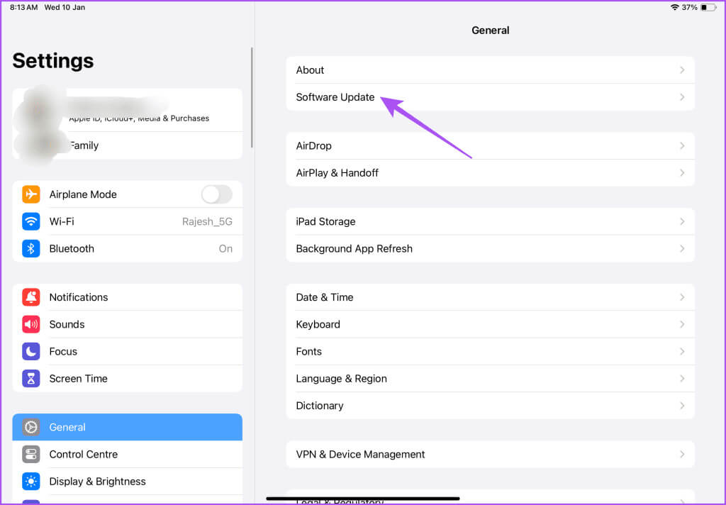 software-update-ipad-1024x712-1 أفضل 5 إصلاحات لعدم عمل Center Stage على iPad