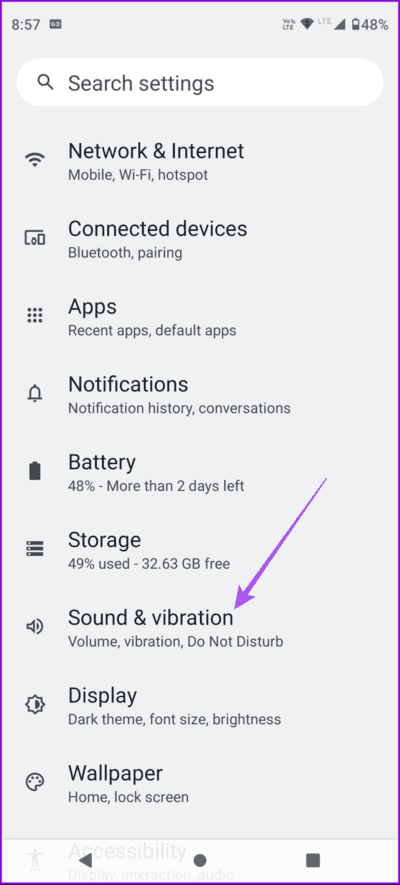 sound-and-vibration-settings-android-1-694x1536-1 أفضل 7 إصلاحات لعدم عمل تطبيق الساعة على Android