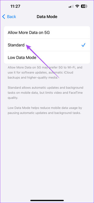 standard-data-mode-iphone-473x1024-1 أفضل 8 إصلاحات لعمل تطبيق Facebook Messenger على شبكة Wi-Fi فقط