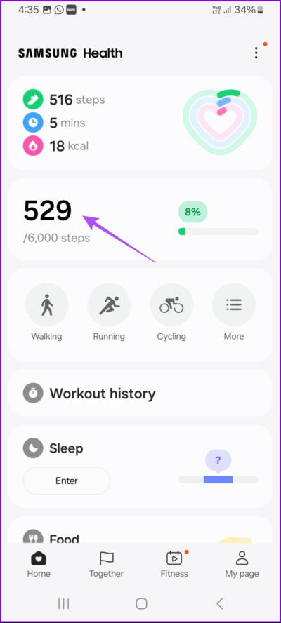 steps-samsung-health-app-samsung-phone-692x1536-1 أفضل 8 إصلاحات لعدم تتبع الخطوات على تطبيق Samsung Health في هواتف Samsung Galaxy