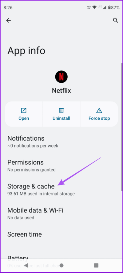 storage-and-cache-app-info-netflix-694x1536-1 أفضل 5 إصلاحات لعدم عمل إشعارات تطبيق Netflix على iPhone وAndroid