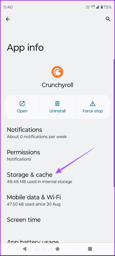 storage-and-cache-crunchyroll-android-694x1536-1 أفضل 7 حلول لعدم إمكانية تسجيل الدخول إلى Crunchyroll
