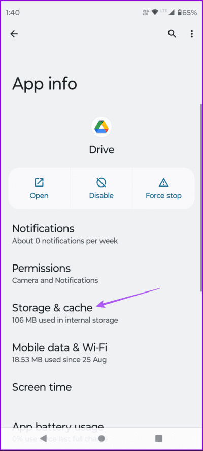 storage-and-cache-drive-app-info-android-694x1536-1 أفضل 6 إصلاحات لعدم عمل إشعارات Google Drive على الهاتف المحمول وسطح المكتب