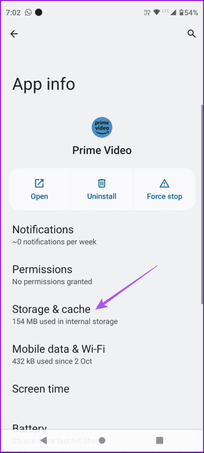 storage-and-cache-prime-video-app-info-android-694x1536-1 أفضل 7 إصلاحات لعدم تشغيل فيديو بدقة عالية في Amazon Prime على iPhone وAndroid