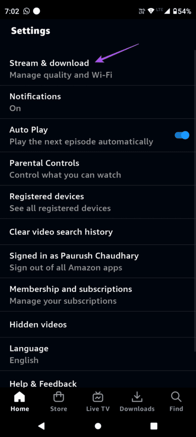 stream-and-download-settings-prime-video-app-android-691x1536-1 أفضل 7 إصلاحات لعدم تشغيل فيديو بدقة عالية في Amazon Prime على iPhone وAndroid