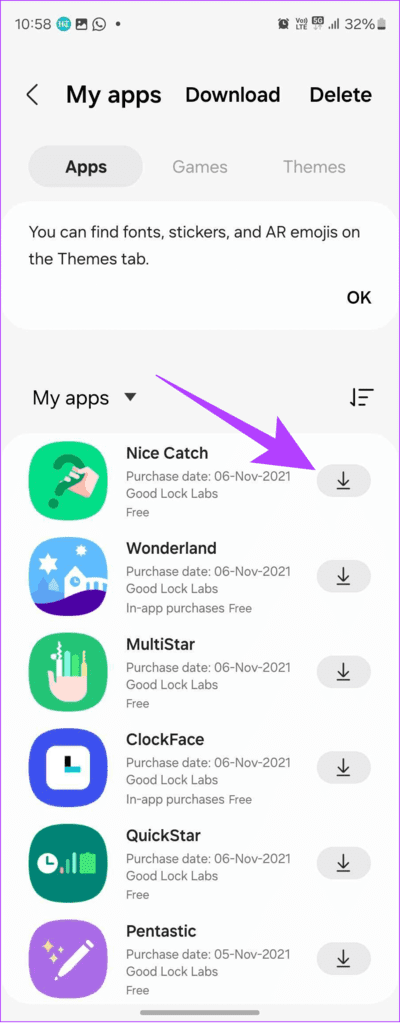 tap-the-download-button-next-to-the-app كيفية استرداد التطبيقات والألعاب المحذوفة على Android