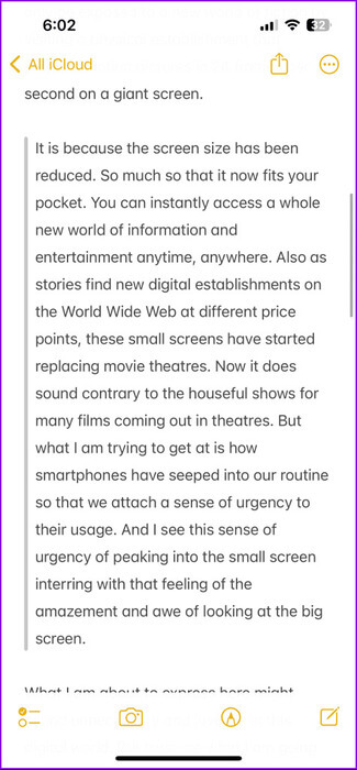text-with-block-quote-notes-app-iphone-475x1024-1 كيفية استخدام علامات الاقتباس المحظورة في تطبيق Notes على iPhone وiPad وMac