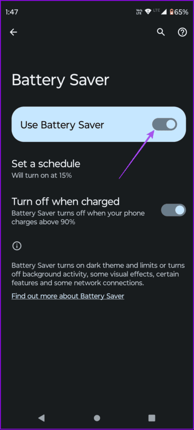 turn-off-battery-saver-android-694x1536-1 أفضل 6 إصلاحات لعدم عمل إشعارات Google Drive على الهاتف المحمول وسطح المكتب