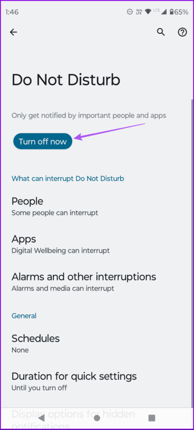 turn-off-do-not-disturb-android-694x1536-1 أفضل 6 إصلاحات لعدم عمل إشعارات Google Drive على الهاتف المحمول وسطح المكتب