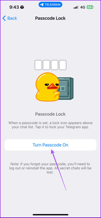 turn-passcode-on-telegram-iphone-475x1024-1 كيفية قفل Telegram باستخدام رمز المرور على الهاتف المحمول وسطح المكتب
