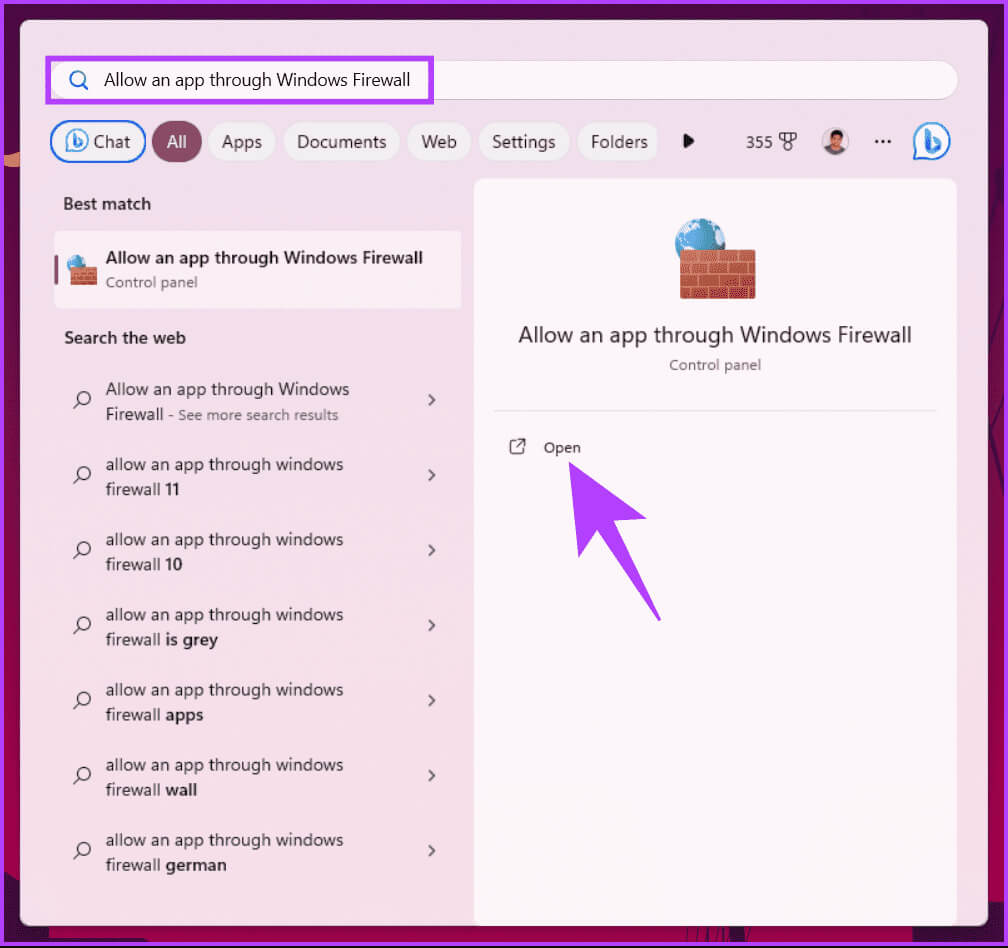 type-in-_Allow-an-app-through-Windows-Firewall_ 7 طرق لإصلاح رمز خطأ Steam 107