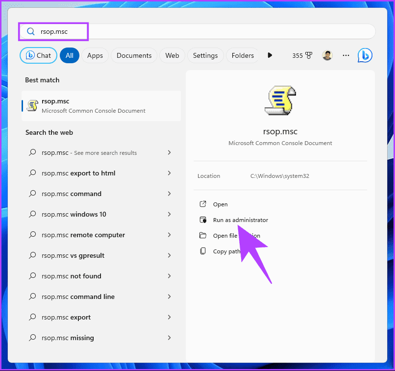 type-rsop.msc_ كيفية معرفة سياسات نهج المجموعة المطبقة على Windows 11