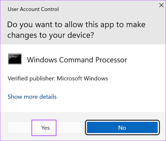 uac-window-cmd-4 أفضل 9 إصلاحات لخطأ شاشة الموت الزرقاء "WHEA_UNCORRECTABLE_ERROR" في Windows 10 و11