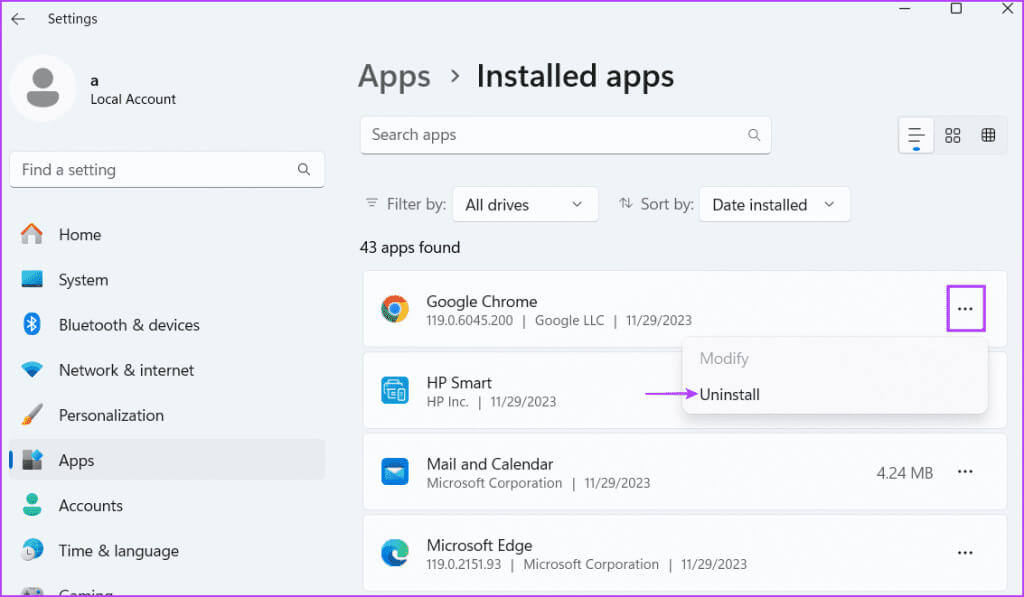 uninstall-chrome-2-1024x597-1 أفضل 9 إصلاحات لخطأ "هناك خطأ ما في الخادم الوكيل" في Chrome