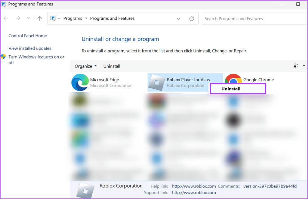 uninstall-roblox-1024x663-1 أفضل 8 إصلاحات لمشكلة "حدث خطأ غير متوقع، يجب إنهاء Roblox" على Windows 11