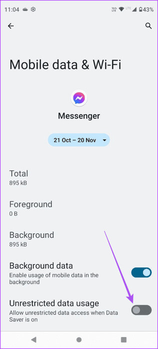 unrestricted-data-usage-messenger-android-1-463x1024-1 أفضل 8 إصلاحات لعمل تطبيق Facebook Messenger على شبكة Wi-Fi فقط