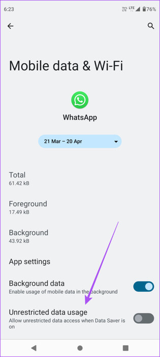 unrestricted-data-usage-whatsapp-android-461x1024-1 أفضل 9 إصلاحات لعدم وجود صوت في مكالمات فيديو WhatsApp على iPhone وAndroid