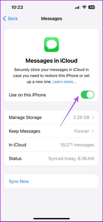 use-on-this-iphone-messages-icloud-iphone-712x1536-1 لماذا أتلقى نفس الرسائل النصية على جهازَي iPhone مختلفين؟