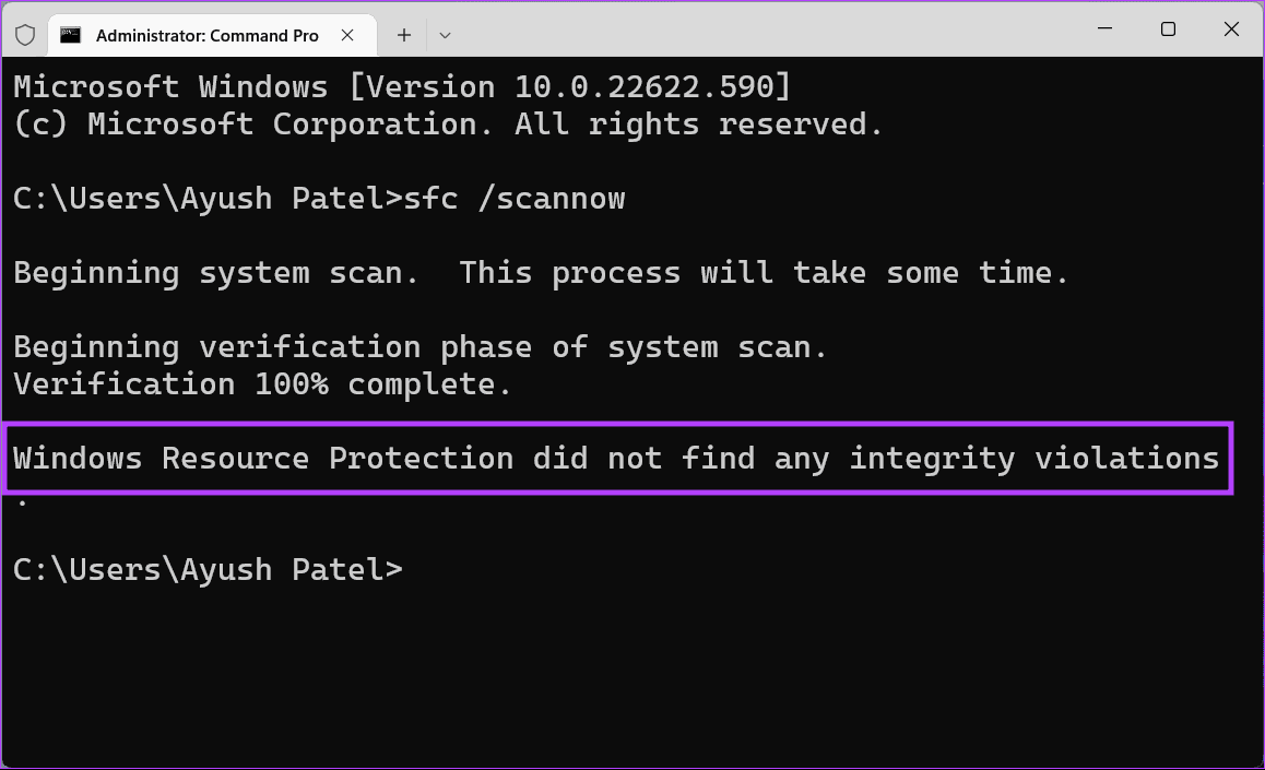 verify-system-integrity 8 إصلاحات لمشكلة "جهازك يفتقد إصلاحات هامة تتعلق بالأمان والجودة" على Windows