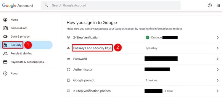 1-google-passkey-settings كيفية إنشاء واستخدام وإدارة Passkeys على Windows 11