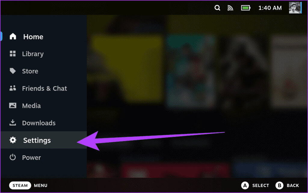 1.1-Press-the-Steam-button.-In-the-pop-up-pane-select-Settings-1024x641-1 كيفية تغيير سمة لوحة المفاتيح على Steam Deck