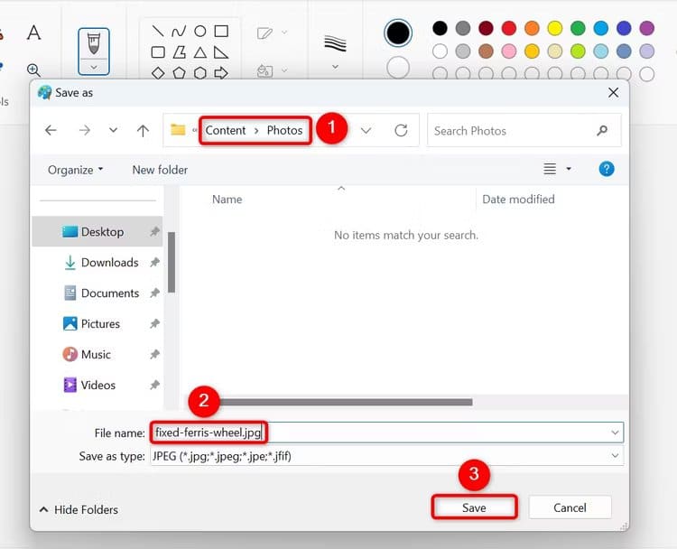 10-save-photo-location-name-paint كيفية تدوير الصور على نظام التشغيل Windows 11