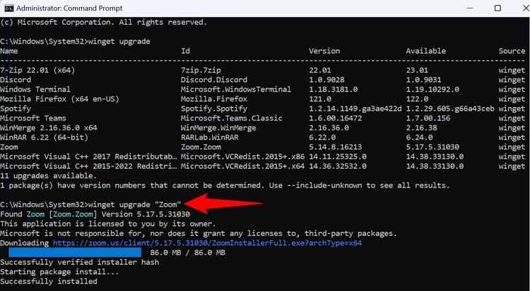 11-update-specific-app-winget كيفية تحديث التطبيقات على Windows 11