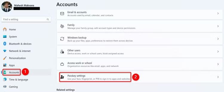 11-windows-11-passkey-settings كيفية إنشاء واستخدام وإدارة Passkeys على Windows 11