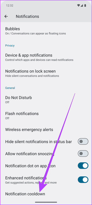 2.-Then-scroll-down-and-select-Notification-Cooldown-462x1024-1 كيفية تمكين Notification Cooldown على Android 15