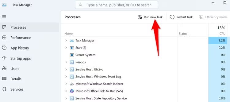 3-run-new-task-task-manager كيفية إصلاح خطأ "الموقع غير متوفر" على Windows 11 أو 10