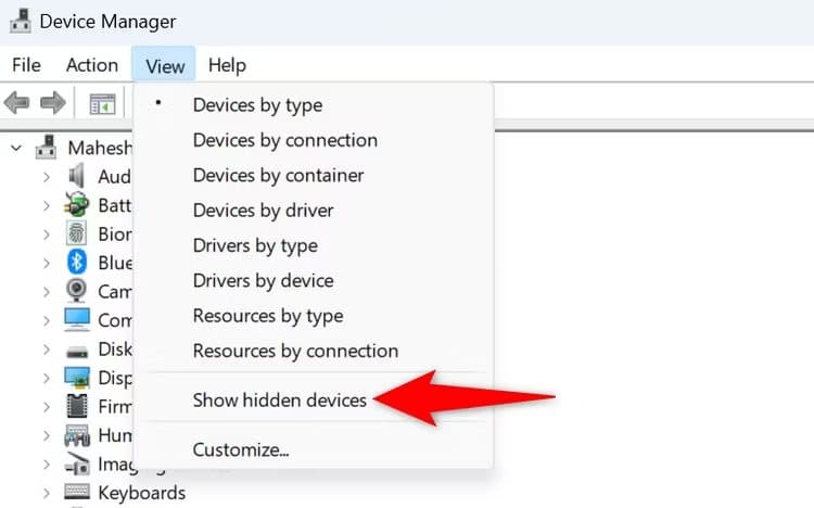 4-view-hidden-devices-device-manager أجهزة Bluetooth لا تظهر في إدارة الأجهزة؟ وإليك كيفية اصلاحها