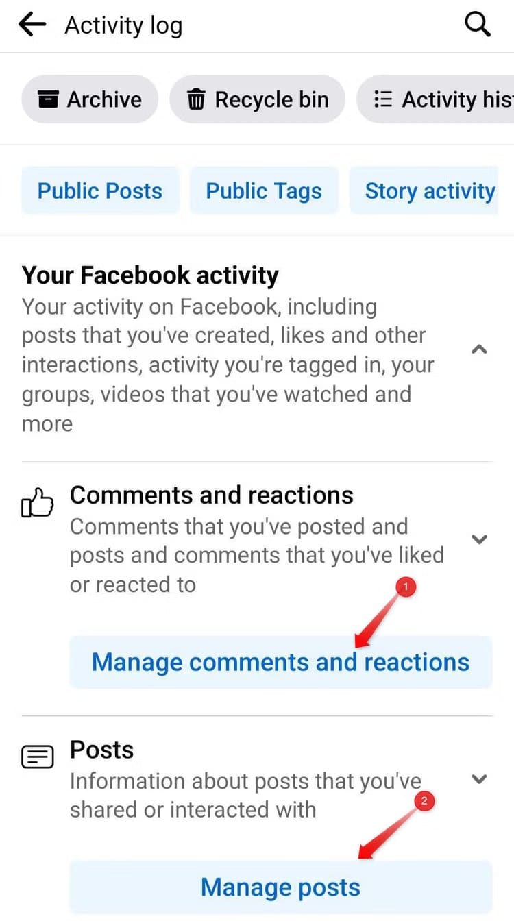 5-checking-the-comments-reactions-and-posts-from-the-facebook-s-activity-log كيفية التحقق مما إذا كان شخص ما قد قام بحظرك على Facebook