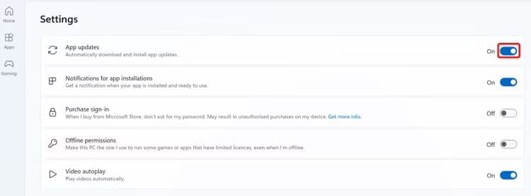 6-microsoft-store-disable-app-updates كيفية تحديث التطبيقات على Windows 11