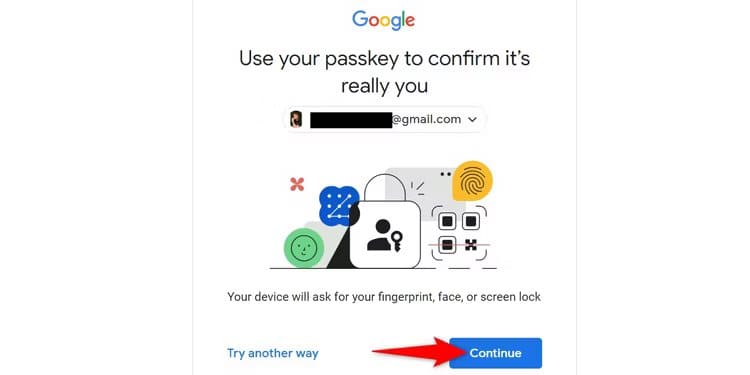 9-google-continue-passkey1 كيفية إنشاء واستخدام وإدارة Passkeys على Windows 11