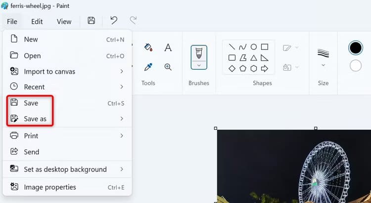 9-save-image-paint كيفية تدوير الصور على نظام التشغيل Windows 11